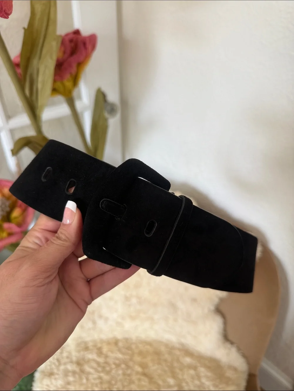 Ralph Lauren Black Suede Wide Belt